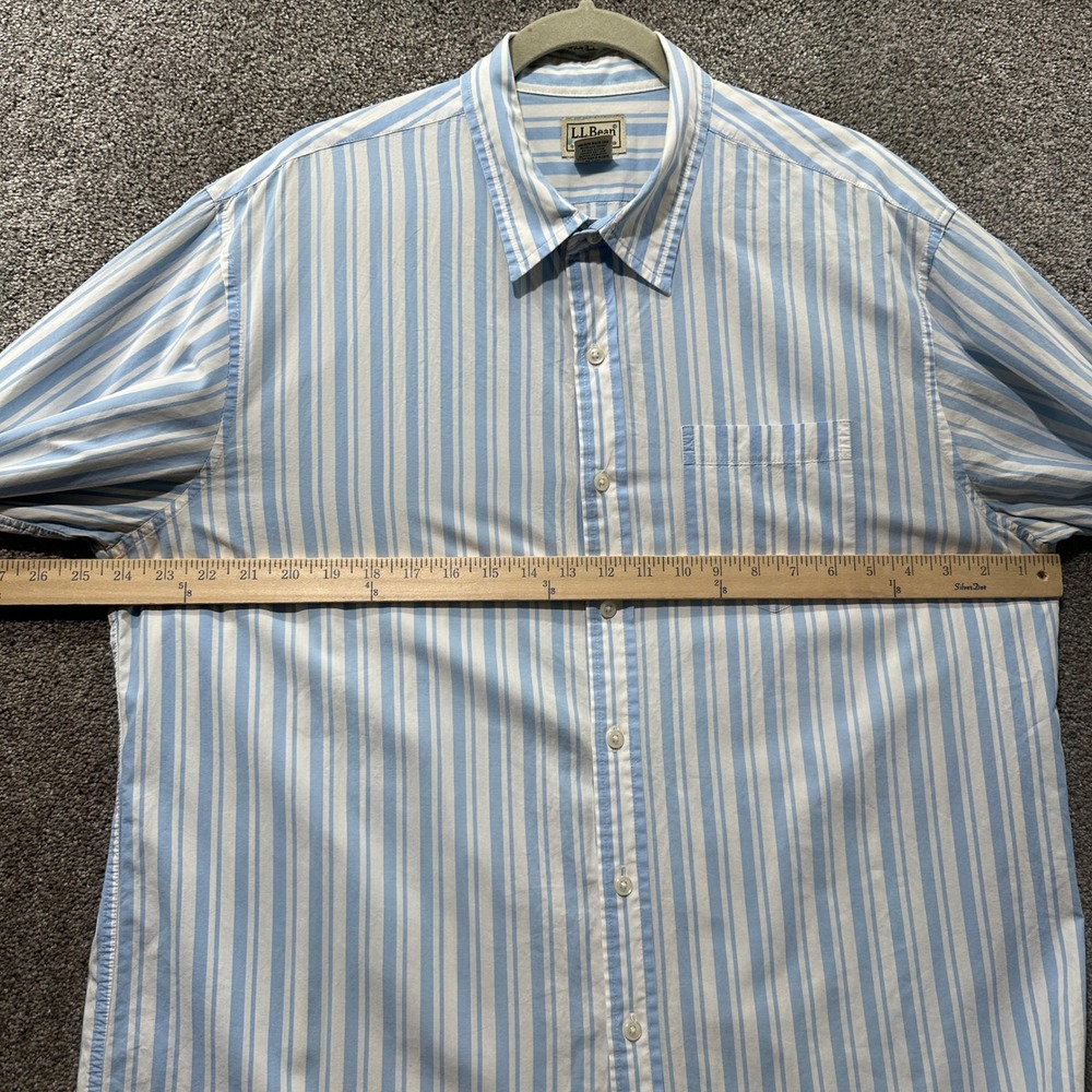LL Bean Mens Large Blue White Striped Long Sleeve Button Down Shirt 0JGK2 - Picture 5 of 7